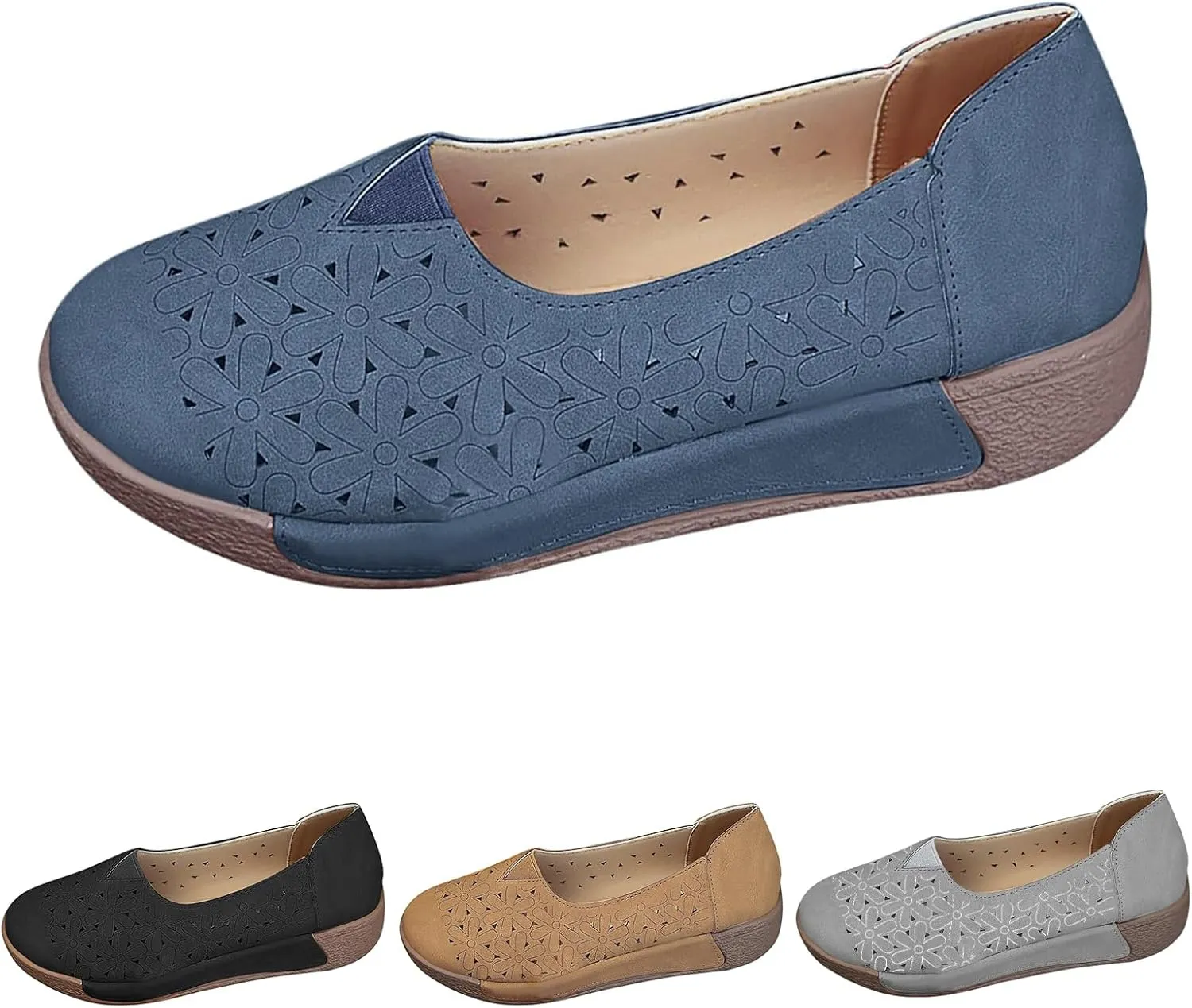 Women's Comfortable Dressy Ballet Flats Orthotic Round Toe Low Heels Sandals Casual Breathable Flexible Walking Shoes Fashion Summer Shoes for Women