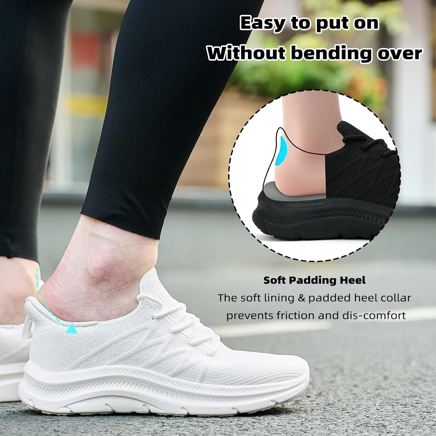 Women's Cushioning Running Shoes - Slip on Memory Foam Comfortable Walking Tennis Sneakers Ladies Athletic Gym Workout Sport Jogging Shoe Lightweight