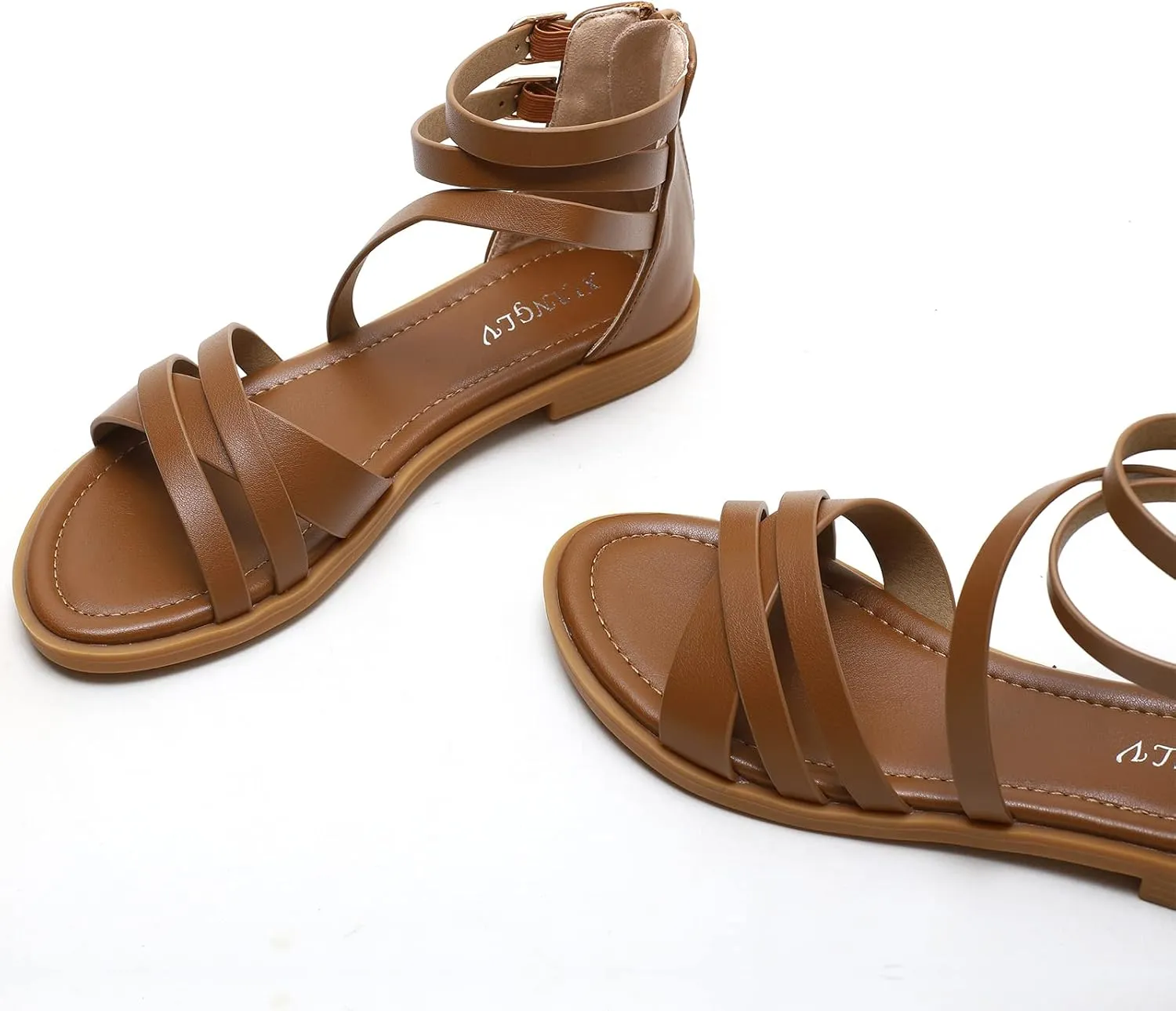 Women's Gladiator Sandals Summer Flat Strappy Sandals Fashion Dress Beach Shoes
