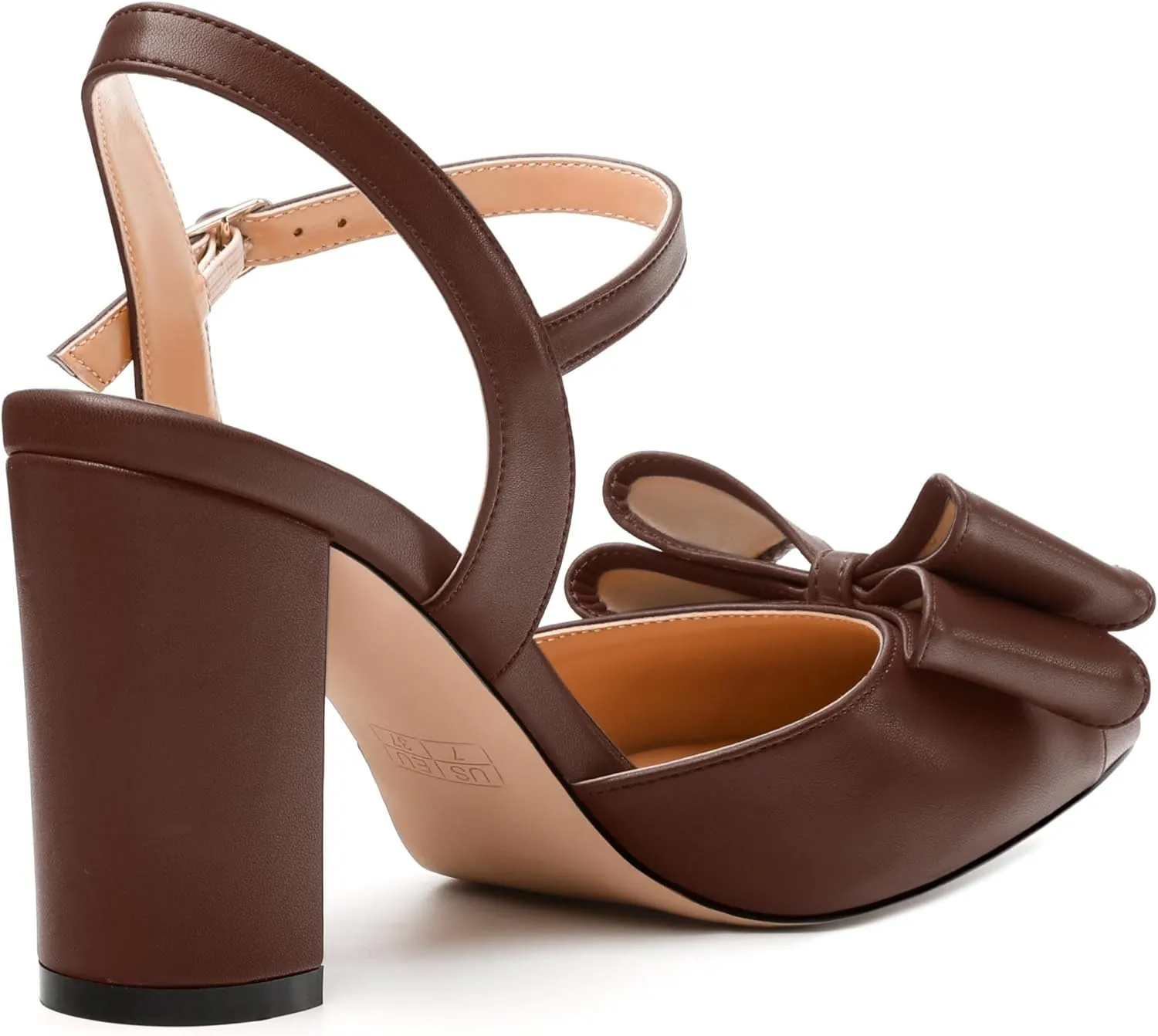 Women's Heeled Sandals, Double Bowknot Sandals Chunky High Heels Pumps, Sexy Closed Pointed Toe Ankle Strap Heels Slingback Slip on Comfortable wedding Bridal Dress Shoes