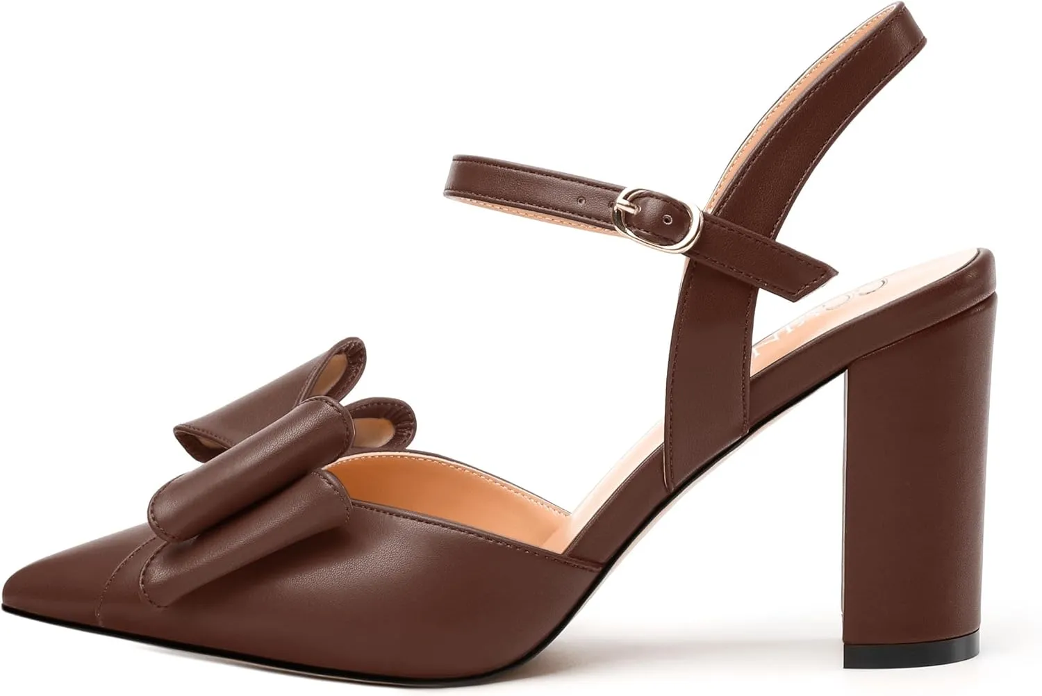 Women's Heeled Sandals, Double Bowknot Sandals Chunky High Heels Pumps, Sexy Closed Pointed Toe Ankle Strap Heels Slingback Slip on Comfortable wedding Bridal Dress Shoes