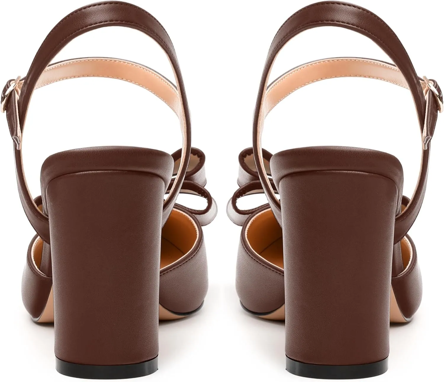 Women's Heeled Sandals, Double Bowknot Sandals Chunky High Heels Pumps, Sexy Closed Pointed Toe Ankle Strap Heels Slingback Slip on Comfortable wedding Bridal Dress Shoes
