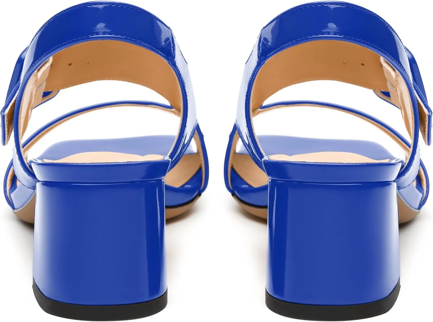 Womens Heeled Sandals Shoes, Square Peep Toe Mid Block Heel Ankle Strap Sandals for Women, Leather Insole Chunky Heel Sandals with Buckle 2"