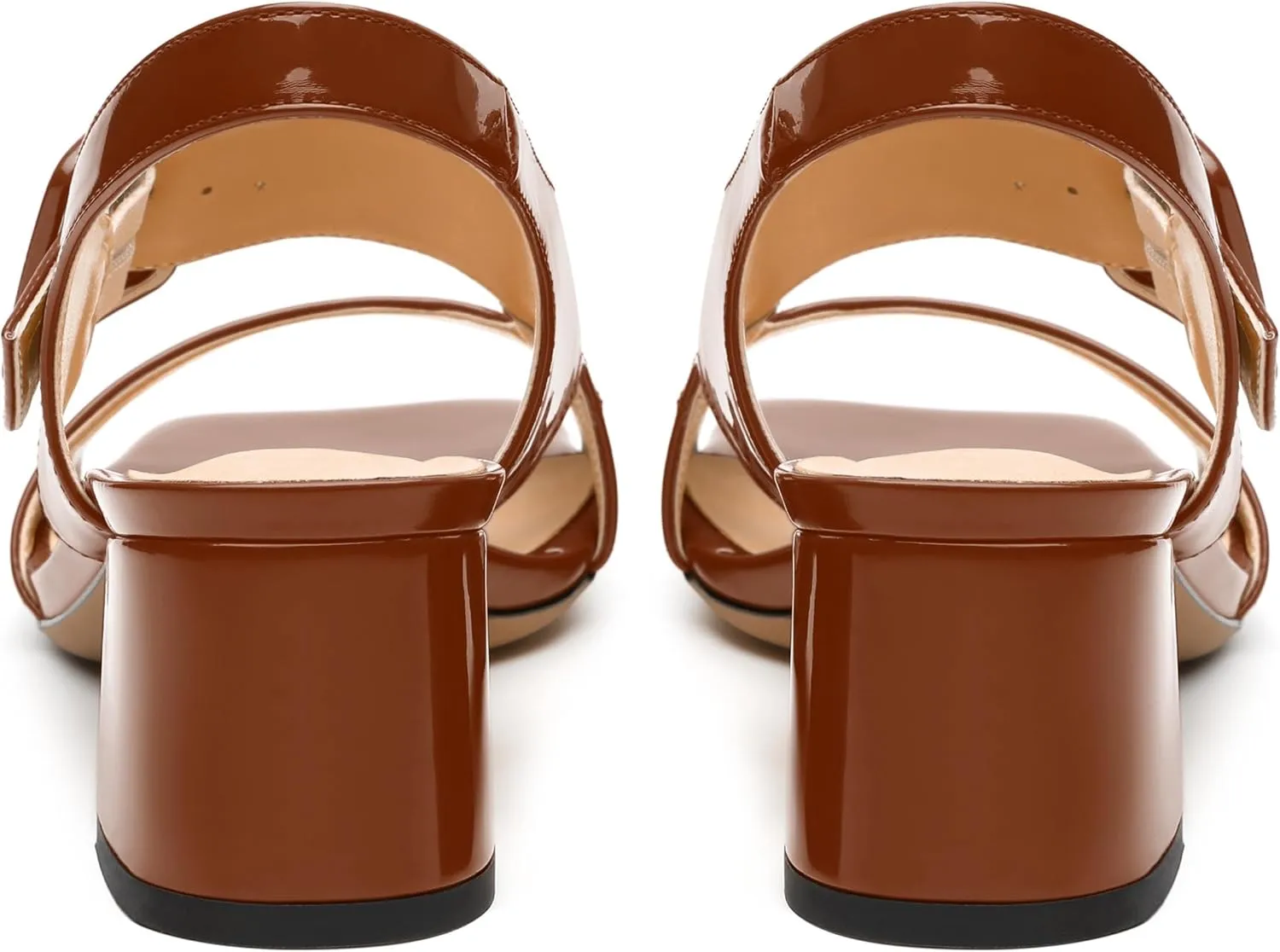 Womens Heeled Sandals Shoes, Square Peep Toe Mid Block Heel Ankle Strap Sandals for Women, Leather Insole Chunky Heel Sandals with Buckle 2"