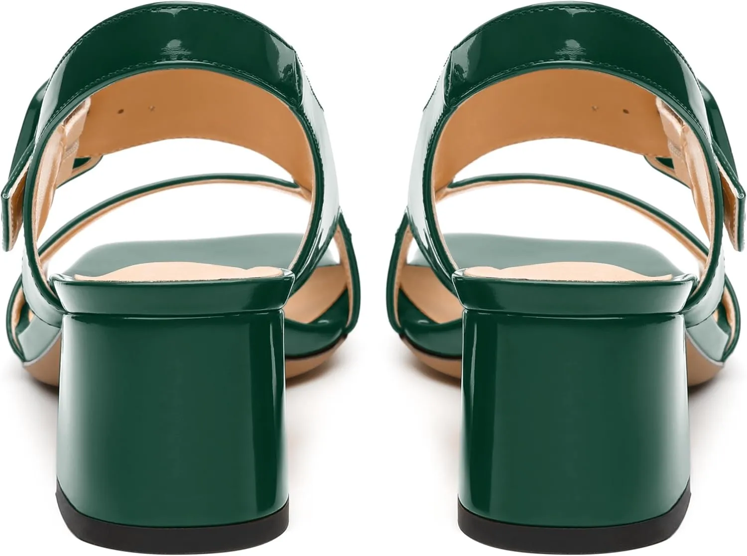 Womens Heeled Sandals Shoes, Square Peep Toe Mid Block Heel Ankle Strap Sandals for Women, Leather Insole Chunky Heel Sandals with Buckle 2"