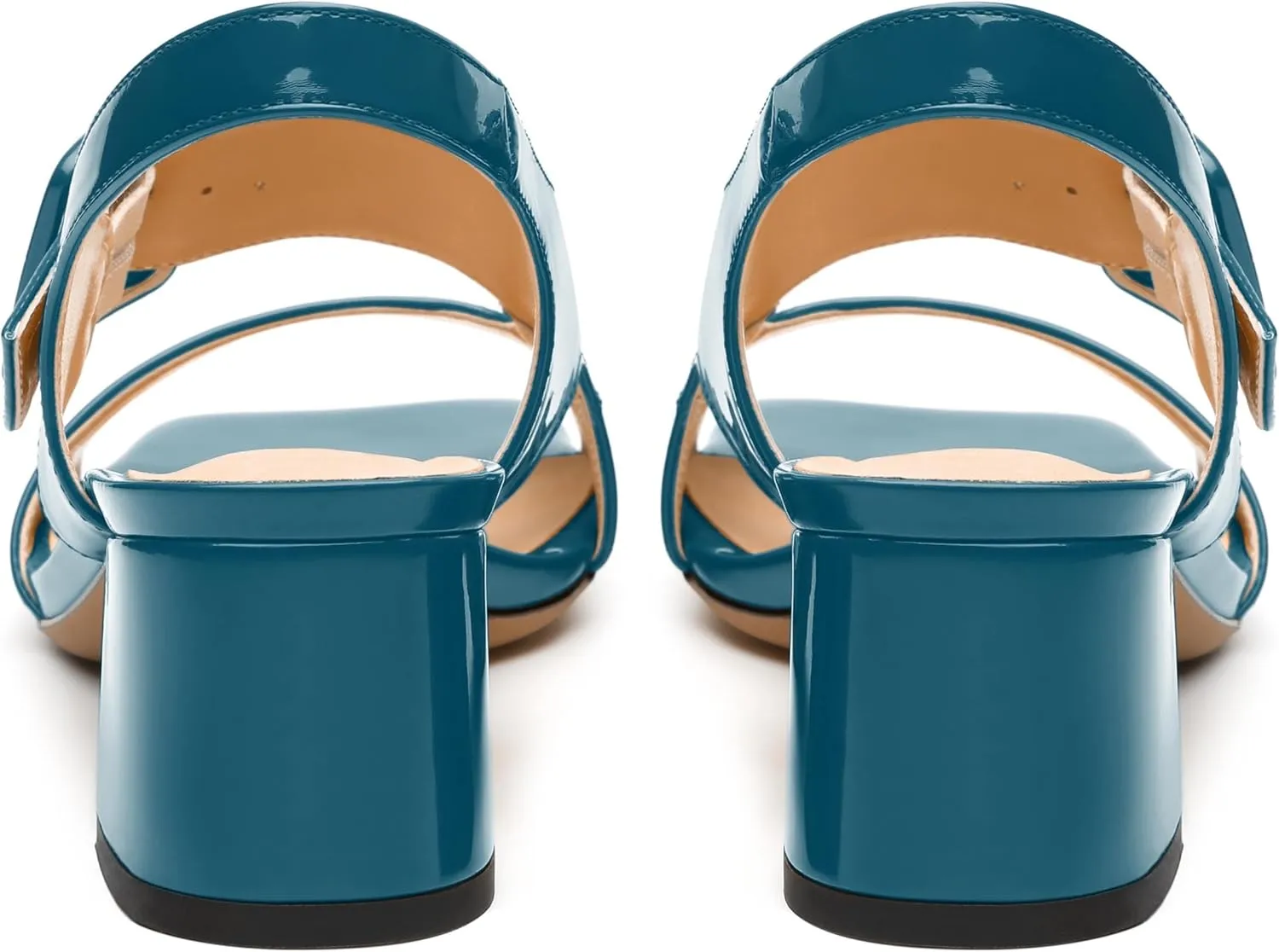 Womens Heeled Sandals Shoes, Square Peep Toe Mid Block Heel Ankle Strap Sandals for Women, Leather Insole Chunky Heel Sandals with Buckle 2"