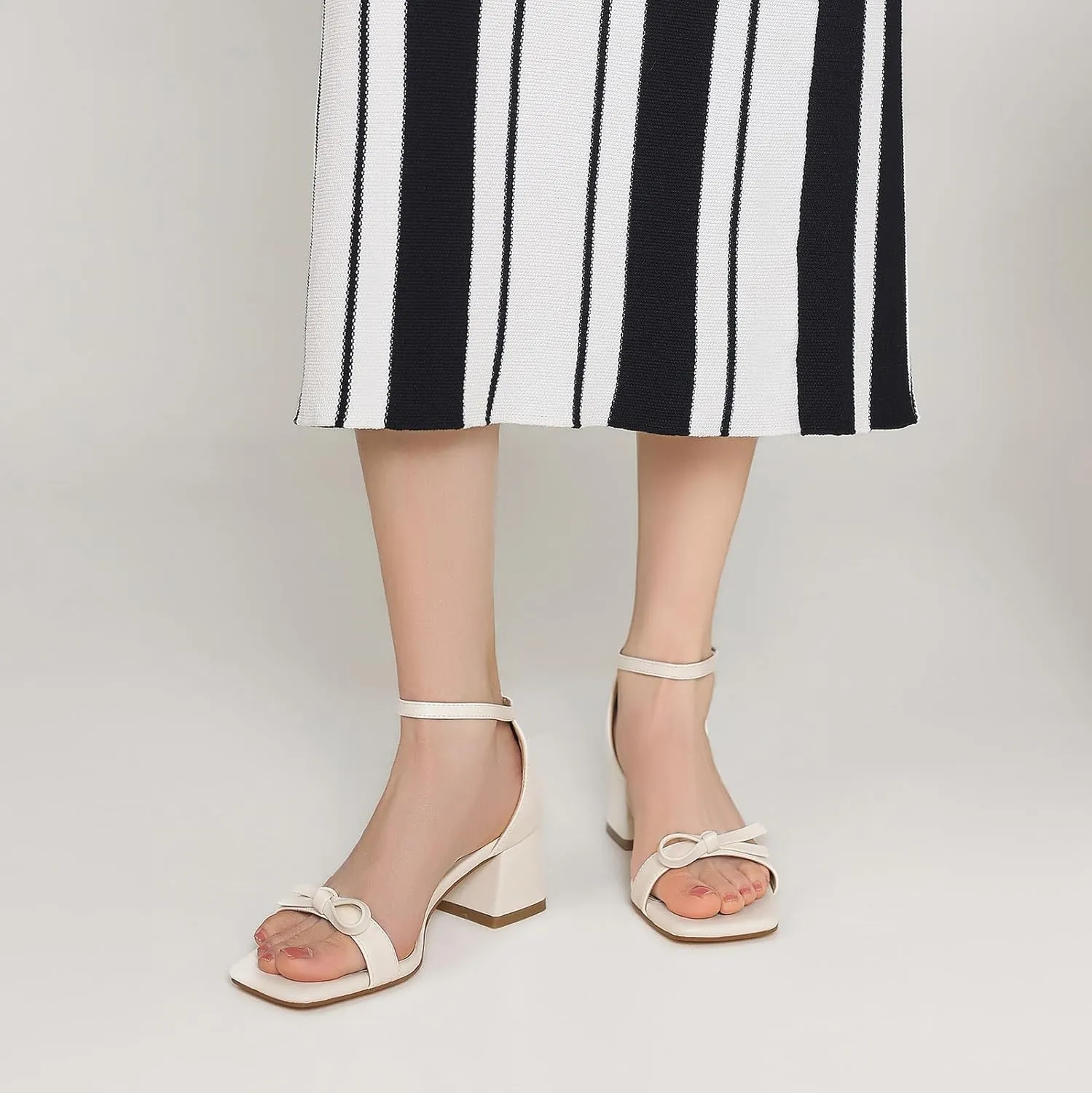 Women's Heeled Sandals Strappy Low Block Heels Chunky for Women Comfortable Ankle Strap Open Toe Party Wedding Dress Shoes for Women Dressy
