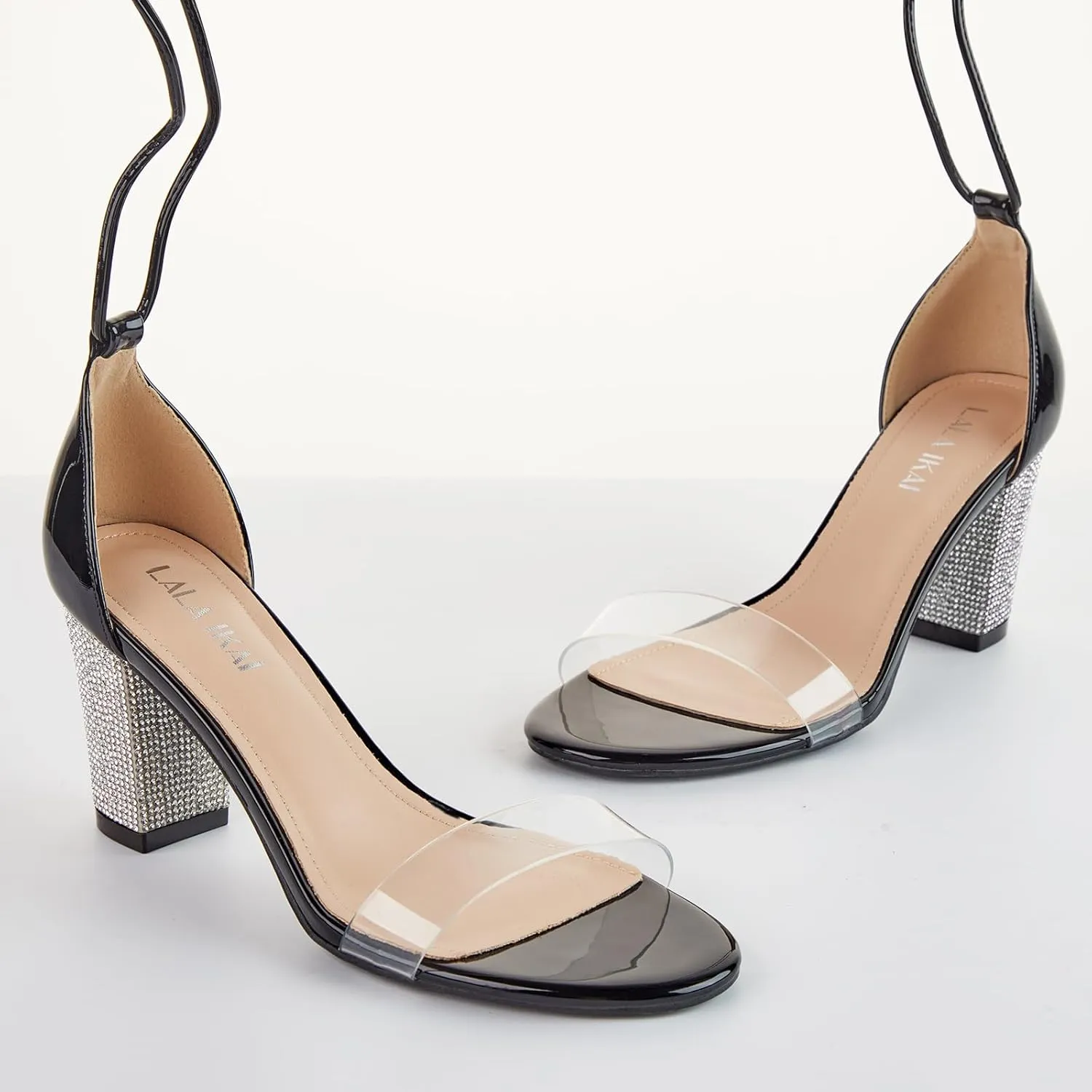 Women's Heels Chunky High Heels Sandals for Women Comfy Open Toe Strappy Rhinestone Heeled White Silver Gold Black Ankle Clear Dress Shoes