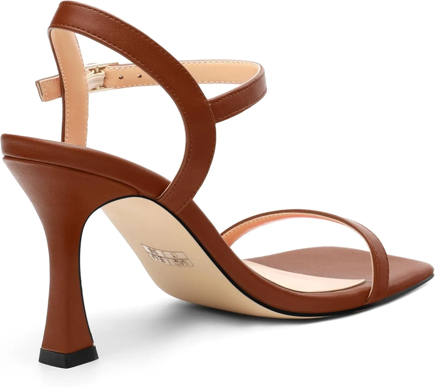Womens Heels Sandals, Sexy Strappy Stiletto High Heel Sandals for Women Open Square Toe Adjustable Buckle Ankle Strap High Heel Sandals Prom Dress Pumps 3.35 Inch