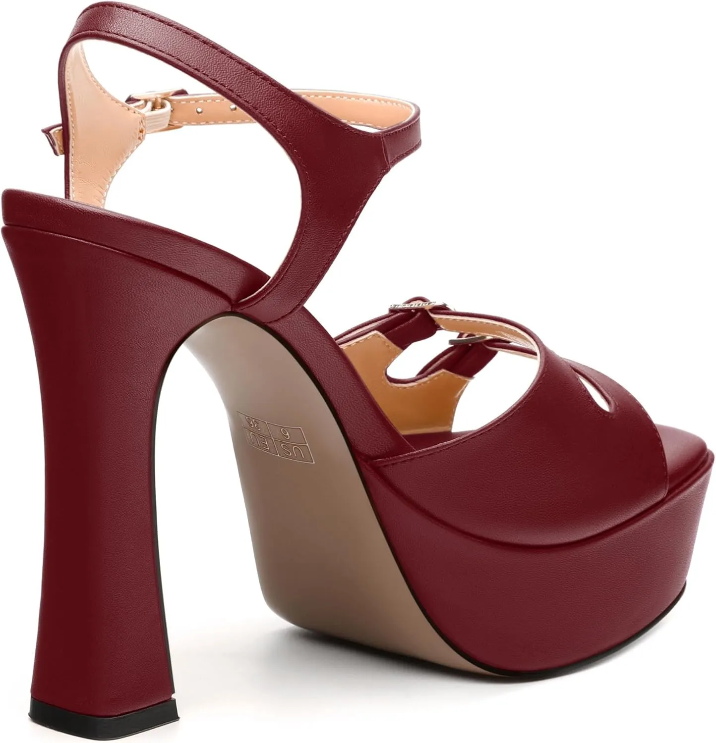 Women's High Heel Platform Sandals - Open Square Toe Block Heels, Adjustable Ankle Strap Buckle, Chic Solid Color Dress Shoes for Weddings, Parties, Daily Wear