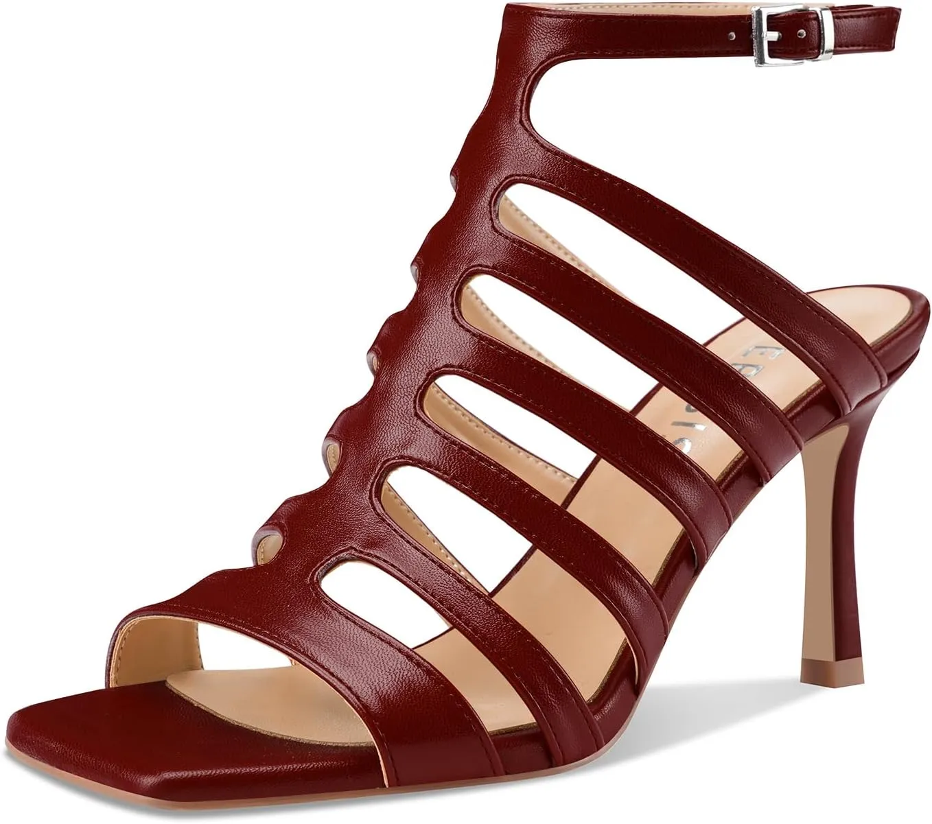 Women's High Heel Stiletto Gladiator Sandals Open Square Toe T-Strap Stilettos Cutout Hollow Dress Slingback Heels Summer Strappy Comfy Shoes for Ladies Sexy Unique