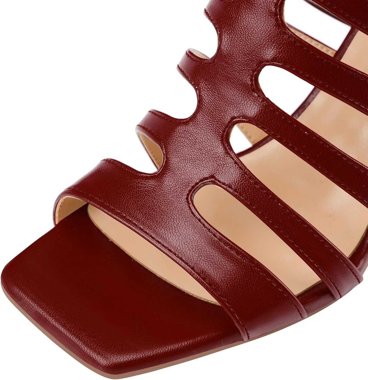 Women's High Heel Stiletto Gladiator Sandals Open Square Toe T-Strap Stilettos Cutout Hollow Dress Slingback Heels Summer Strappy Comfy Shoes for Ladies Sexy Unique