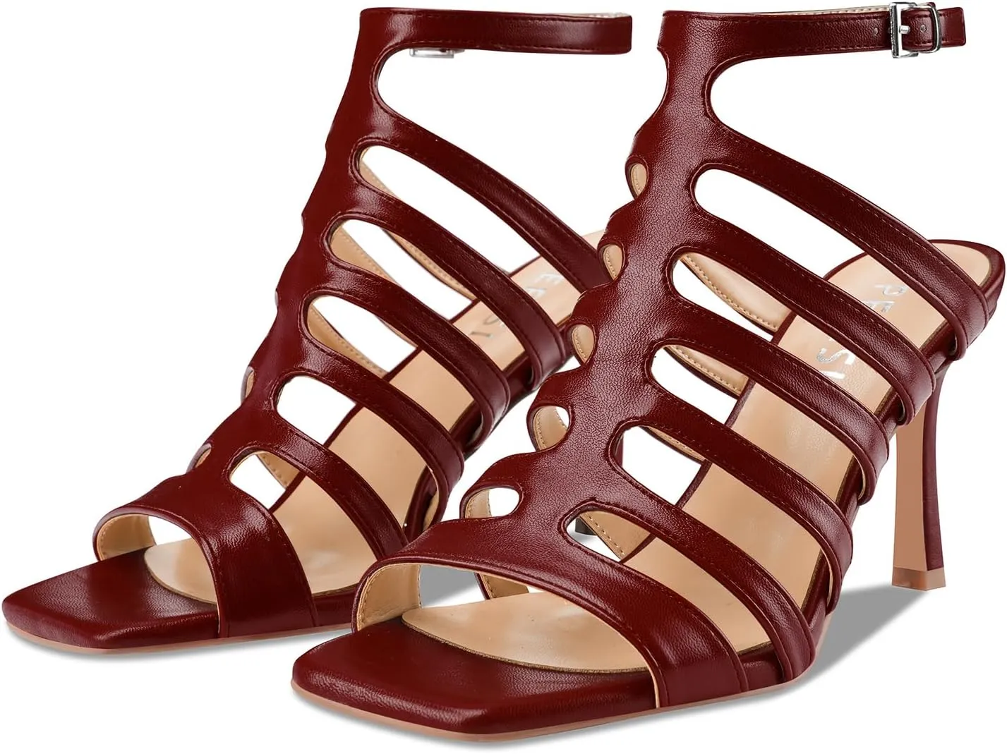 Women's High Heel Stiletto Gladiator Sandals Open Square Toe T-Strap Stilettos Cutout Hollow Dress Slingback Heels Summer Strappy Comfy Shoes for Ladies Sexy Unique