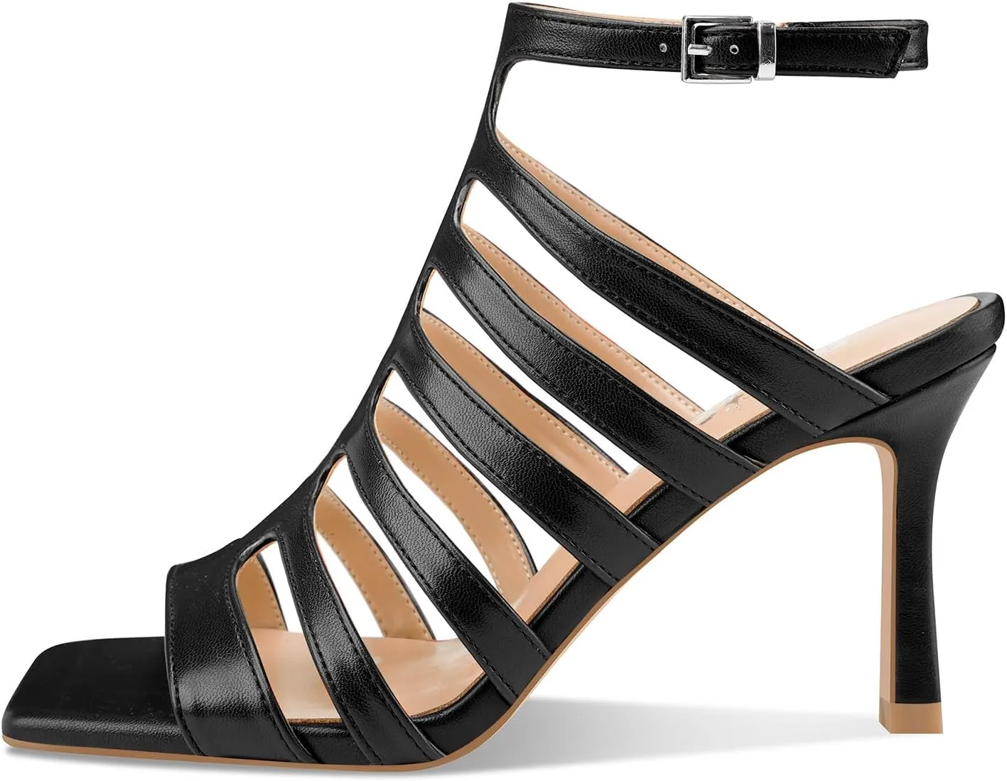 Women's High Heel Stiletto Gladiator Sandals Open Square Toe T-Strap Stilettos Cutout Hollow Dress Slingback Heels Summer Strappy Comfy Shoes for Ladies Sexy Unique