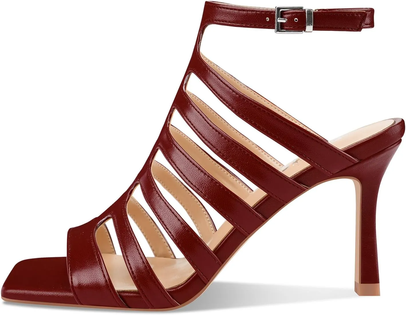 Women's High Heel Stiletto Gladiator Sandals Open Square Toe T-Strap Stilettos Cutout Hollow Dress Slingback Heels Summer Strappy Comfy Shoes for Ladies Sexy Unique