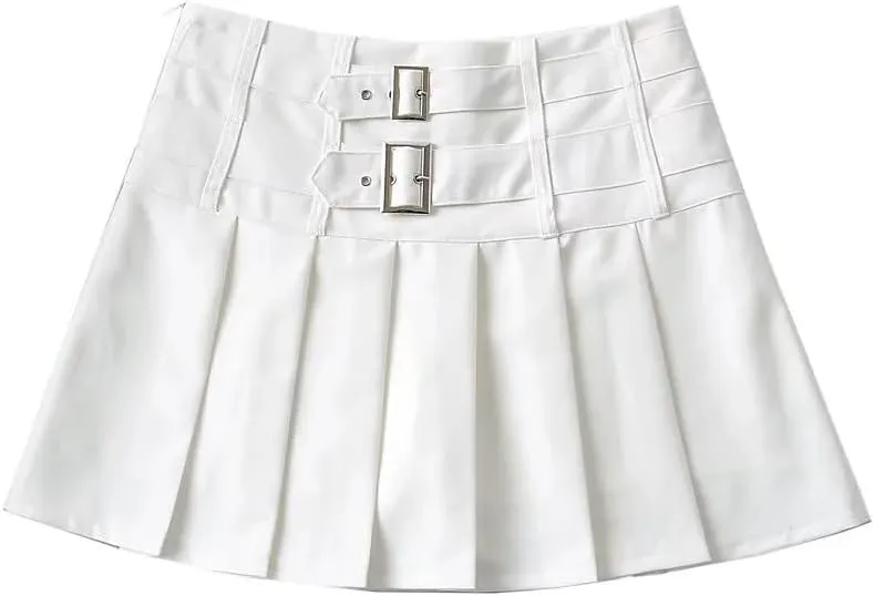 Women's High Waist Pleated Mini Skirt - Summer Non-Stretch Patchwork Skirt