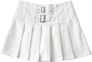 Women's High Waist Pleated Mini Skirt - Summer Non-Stretch Patchwork Skirt