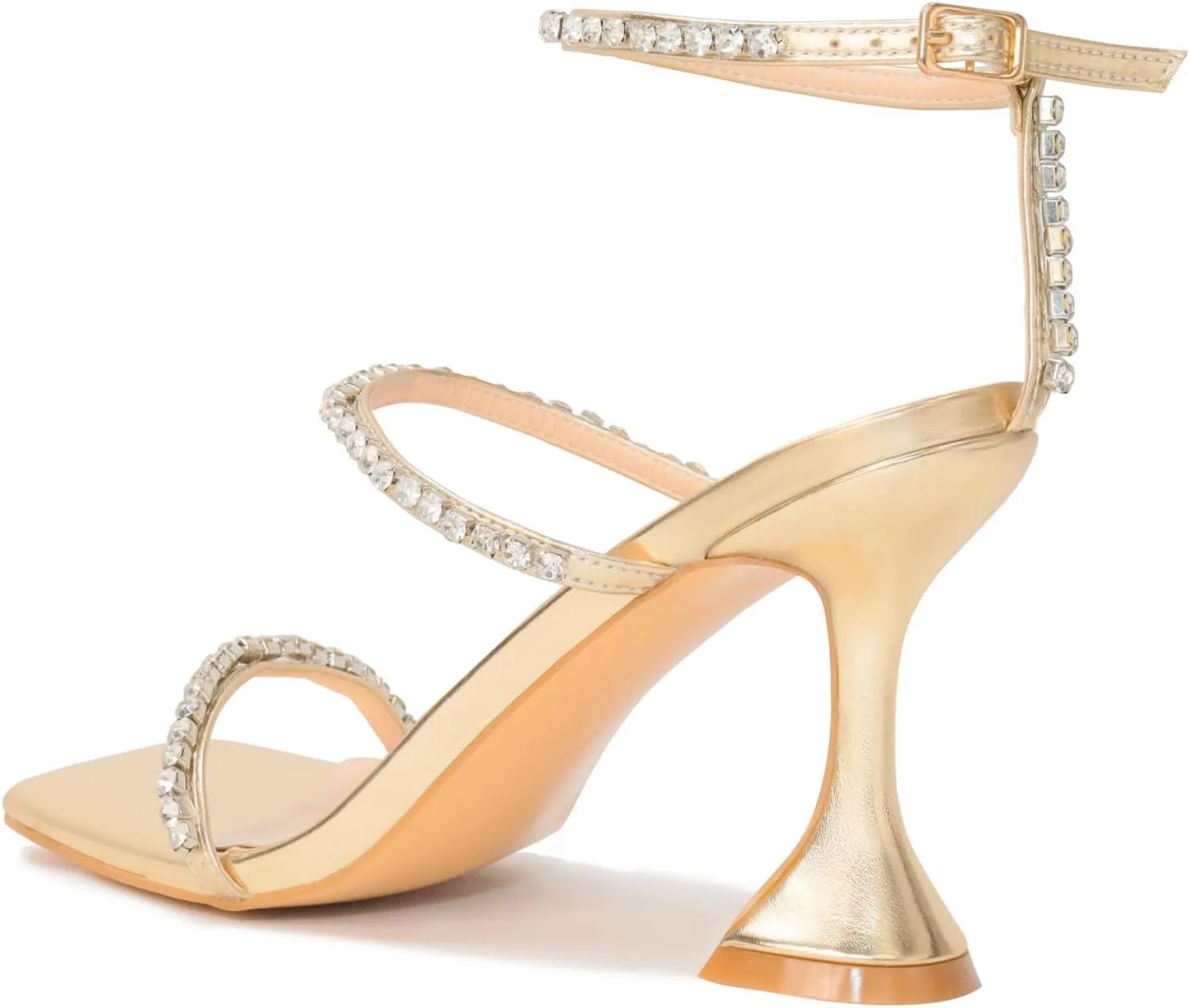 Women's Kitten Heel Rhinestone Sandals Lace Up Slingback Square Open Toe Heels Sparkling Sandals with Stiletto Buckle Strap for Dress Party Prom Wedding High Heeled Shoes