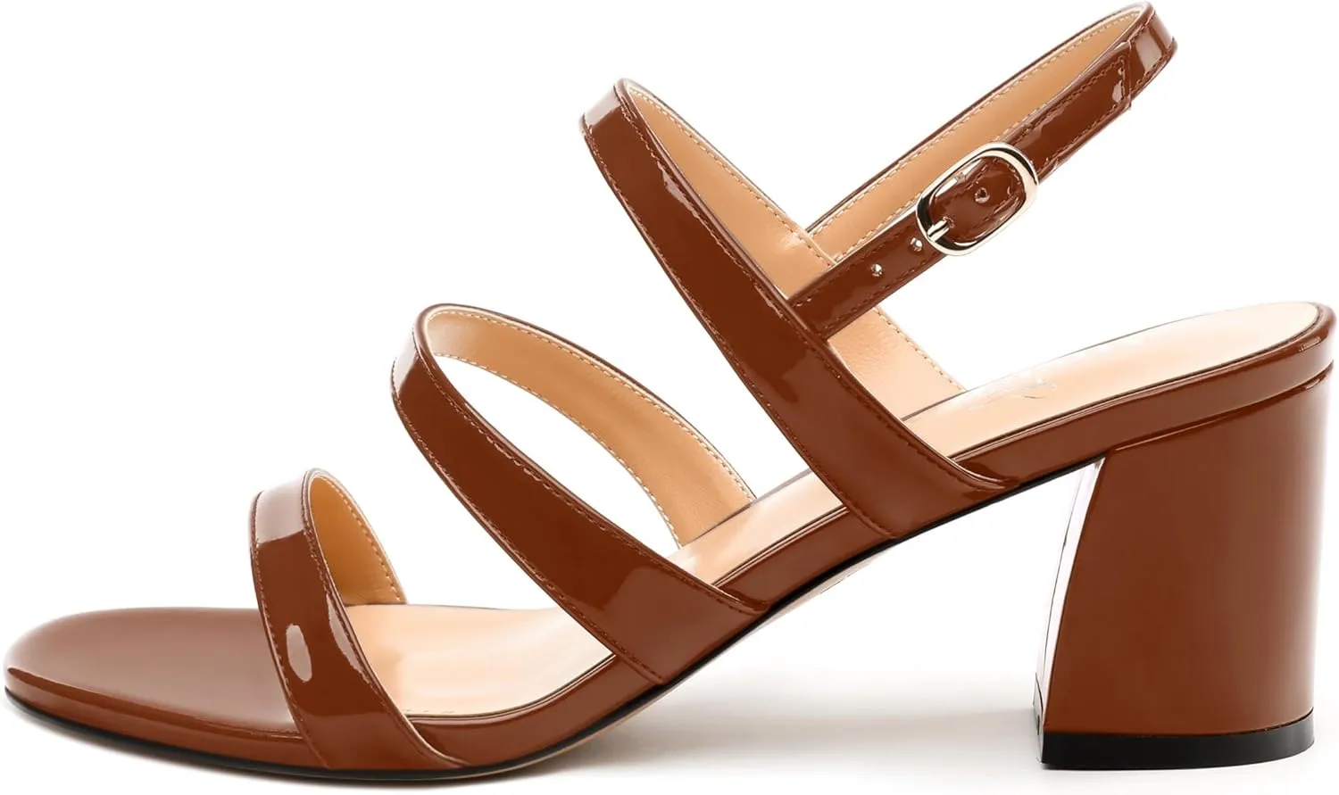 Womens Mid Heel Sandals, Round Open Toe Block Heel Strappy Sandals for Women, Low Chunky Heel Ankle Strap Sandals 2"