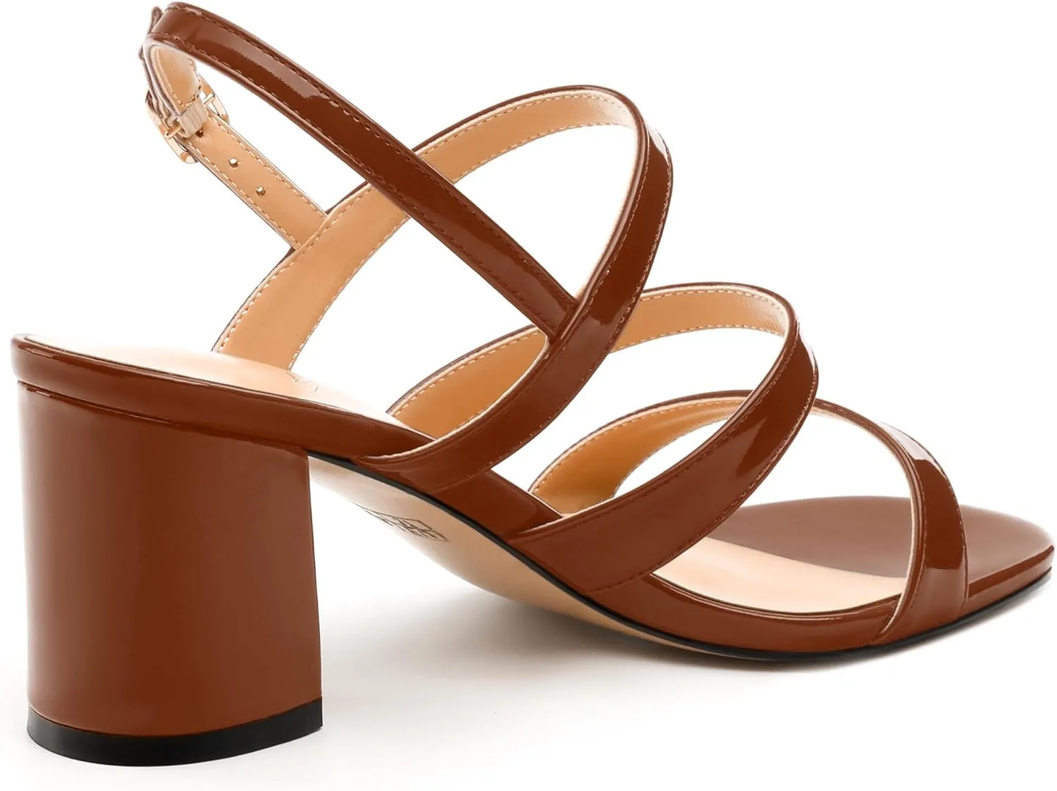 Womens Mid Heel Sandals, Round Open Toe Block Heel Strappy Sandals for Women, Low Chunky Heel Ankle Strap Sandals 2"