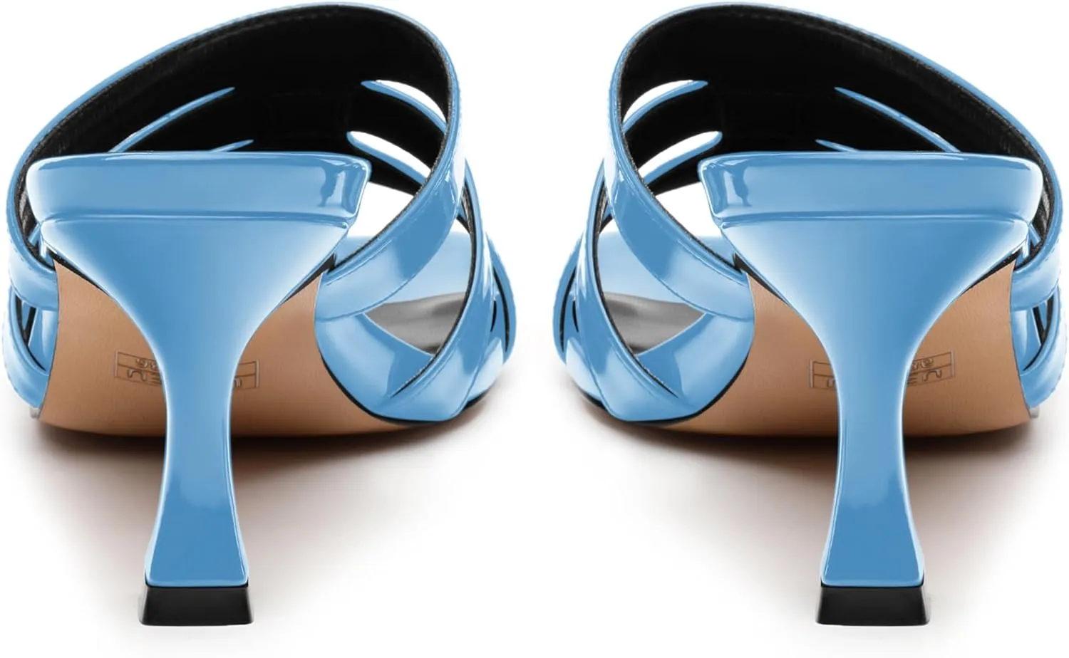 Women's Mid-Heeled Patent Heels Square Open Toe Slip On Heeled Sandals Cute Comfortable Casual Wedding Party Dress Shoes 2.5 Inches