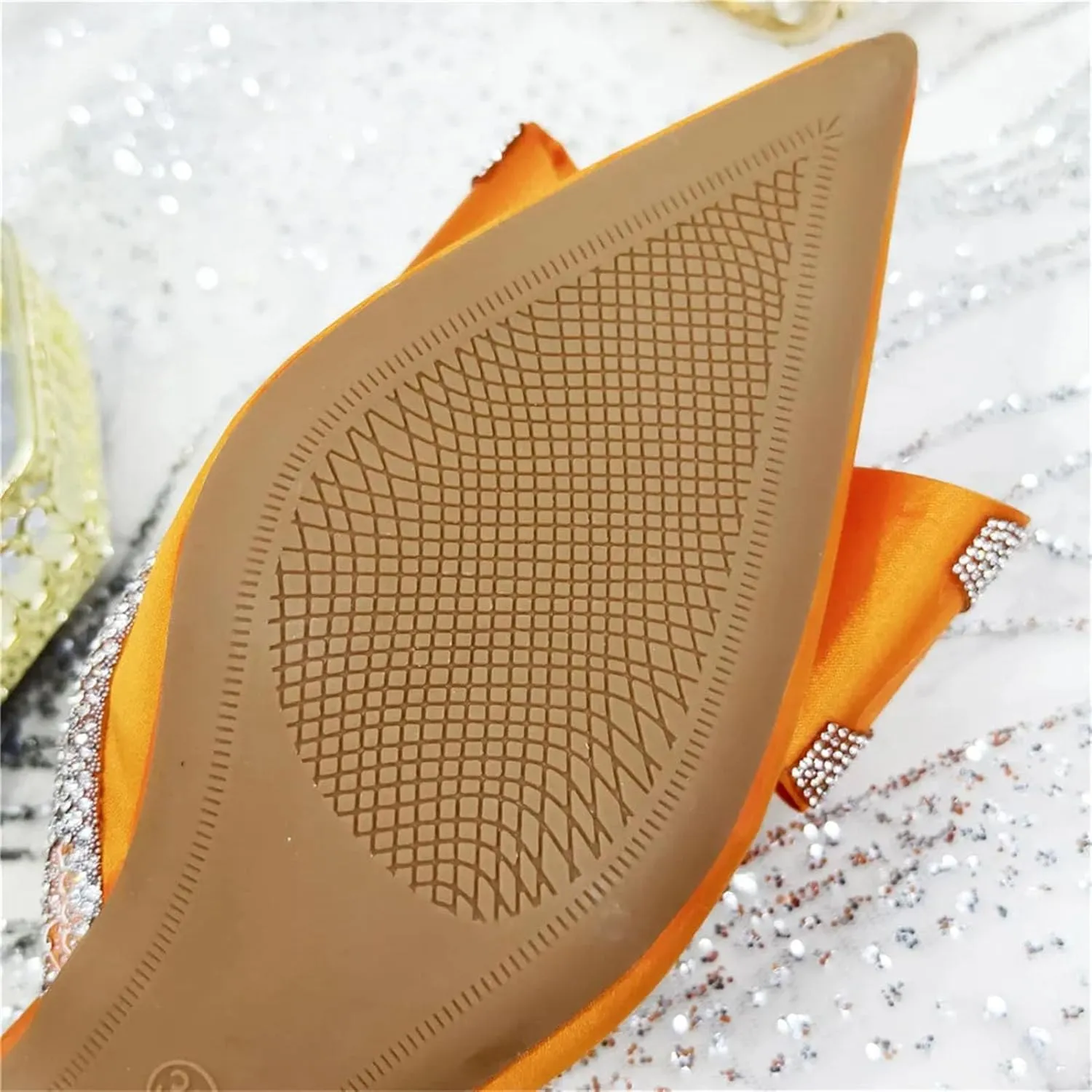 Women's Orange Nigerian-Italian Set - Bold Colored Stilettos & Geometric Clutch for Cultural Celebrations