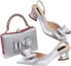 Women's Orange Nigerian-Italian Set - Bold Colored Stilettos & Geometric Clutch for Cultural Celebrations