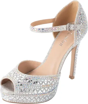 Women's Peep Toe High Heels Sparkly Embellished Rhinestones Pumps for Women Sandals Diamond Wedding Heels