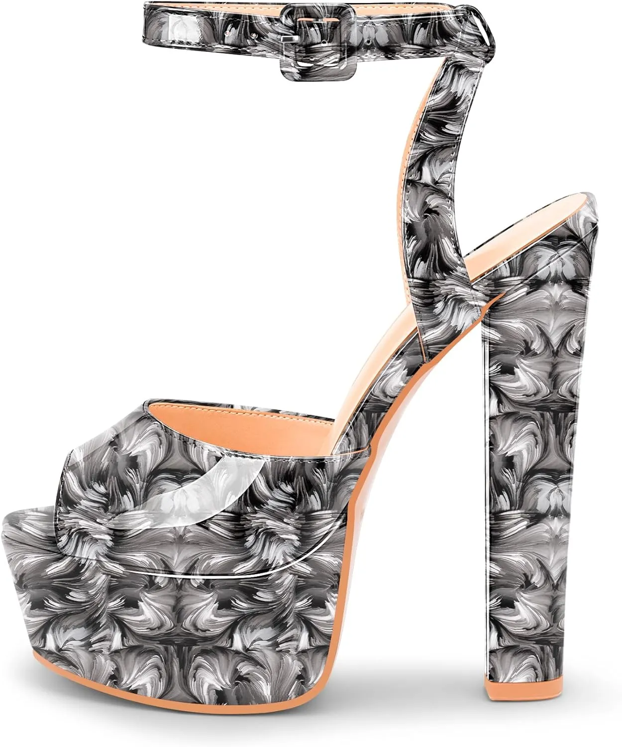 Women's Platform Chunky High Heel Sandals Open-Toe Ankle Strap Party Evening Shoes
