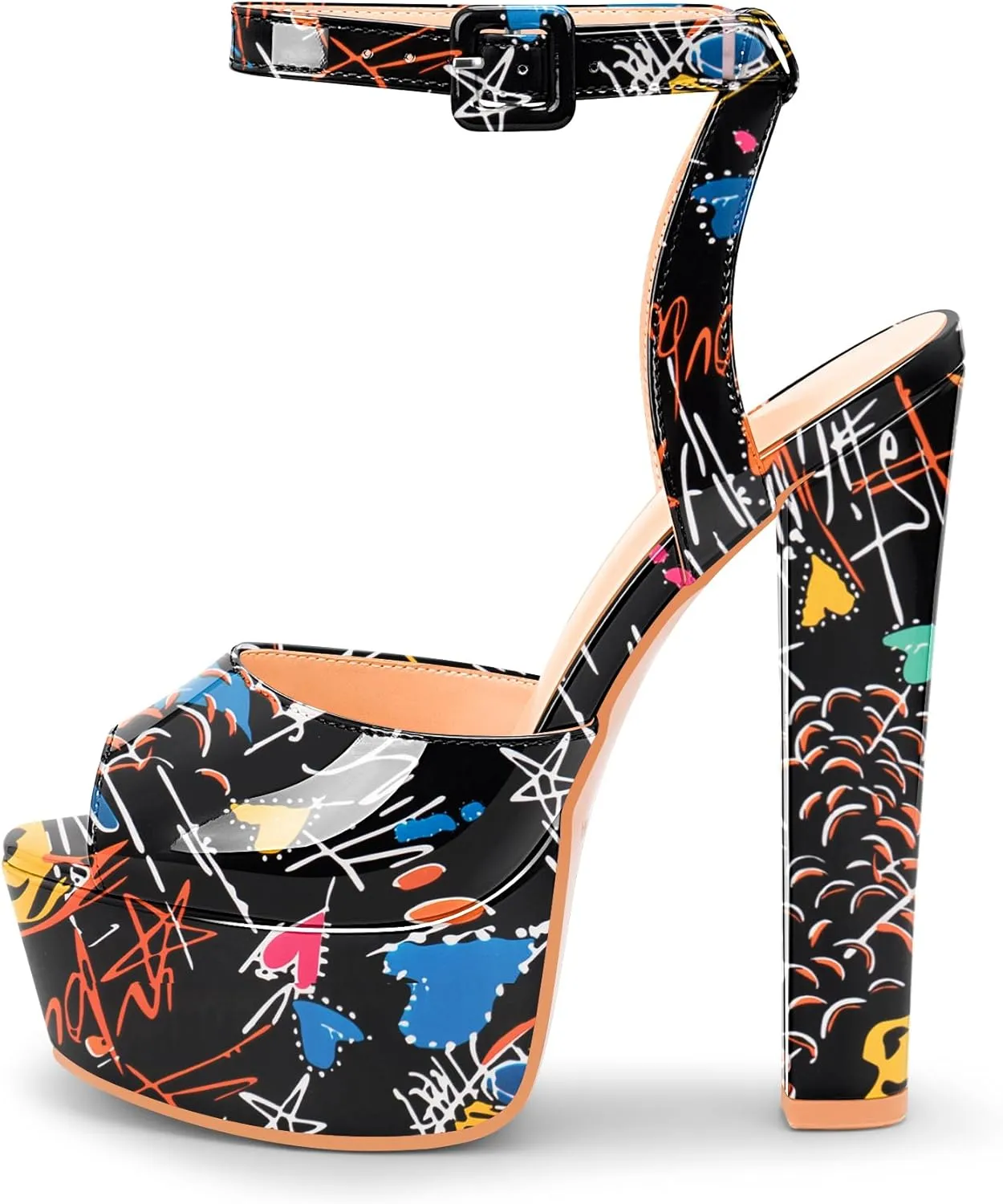 Women's Platform Chunky High Heel Sandals Open-Toe Ankle Strap Party Evening Shoes