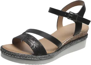 Women's Platform Espadrilles Wedge Sandals Comfortable Open Toe One Band Sandals Dressy Casual Summer Round Crisscross Sandal Stylish Espadrille Shoes Adjustable Ankle Strap Buckle