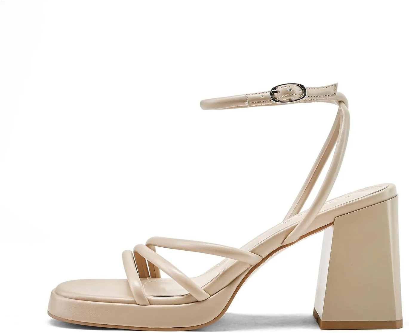 Women's Platform Heels Strappy heeled sandals with lace-up ankle straps Square open toe Suitable for weddings, work, party dresses