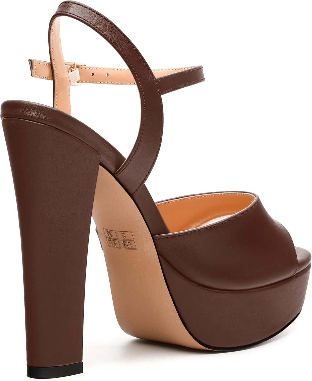 Womens Platform Sandals Open Toe Buckle Ankle Strap Fashion Solid Matte Heeled Sandals 5 inch