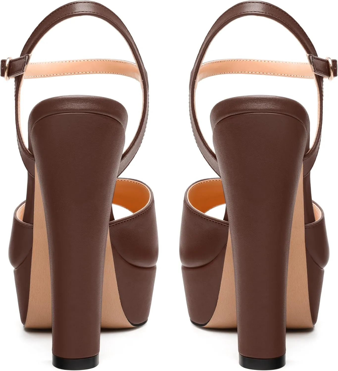 Womens Platform Sandals Open Toe Buckle Ankle Strap Fashion Solid Matte Heeled Sandals 5 inch