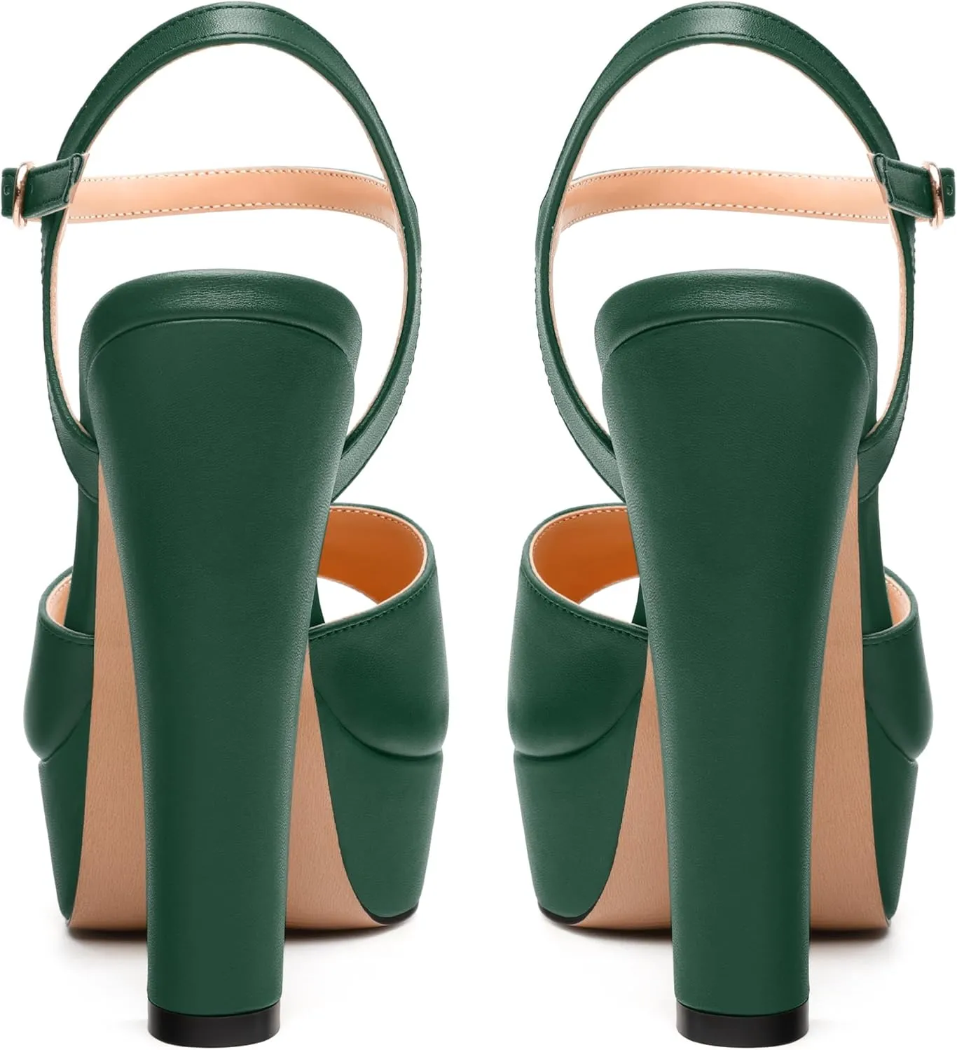 Womens Platform Sandals Open Toe Buckle Ankle Strap Fashion Solid Matte Heeled Sandals 5 inch