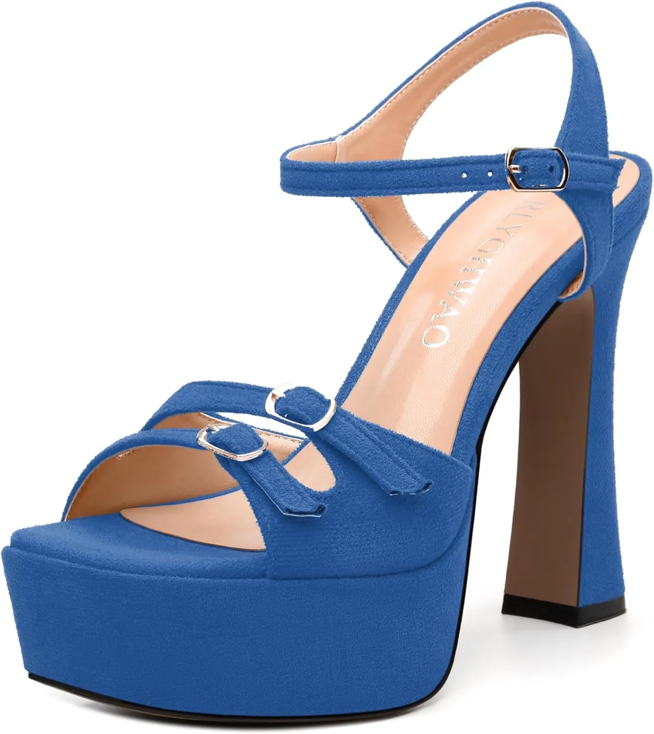 Womens Platform Sandals, Square Toe Adjustable Strap with Buckle, Fashion Daily Work, Date Nights, Parties Solid High Heels