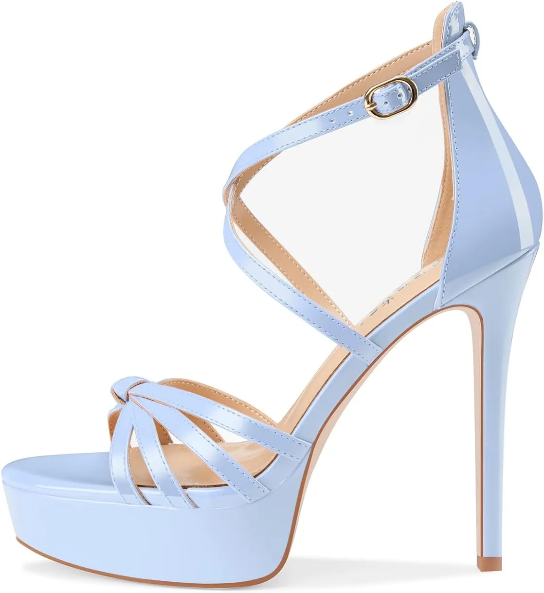 Women's Platform Stiletto Heels Cross Strap Open Peep Toe High Heel Sandals Ankle Strap Crisscross Dress Stilettos Summer Shoes for Ladies Sexy Fashion