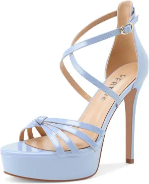 Women's Platform Stiletto Heels Cross Strap Open Peep Toe High Heel Sandals Ankle Strap Crisscross Dress Stilettos Summer Shoes for Ladies Sexy Fashion