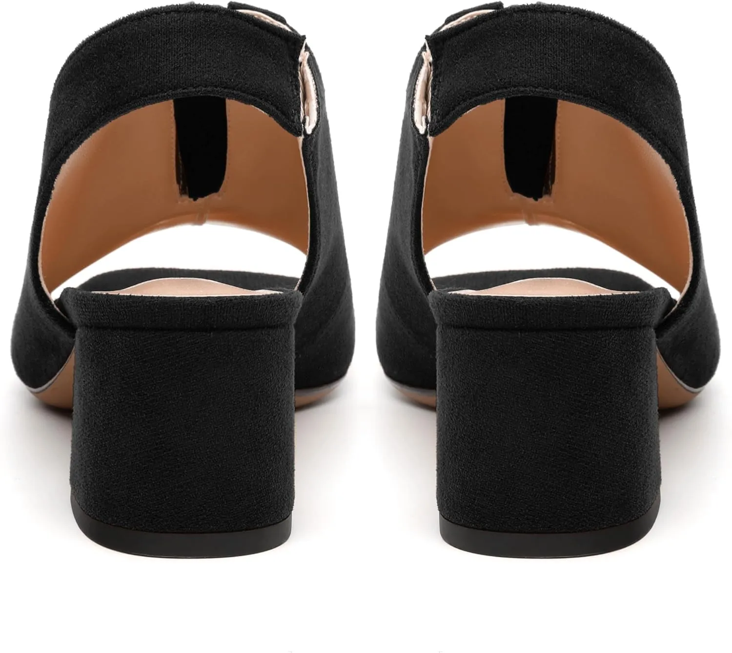 Womens Pumps, Square Peep Toe Block Heel Pumps for Women, Chunky Heel Open Toe Backless Pumps with Front Zipper 2