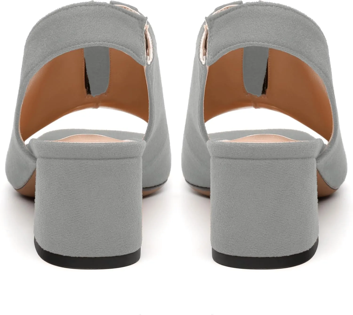 Womens Pumps, Square Peep Toe Block Heel Pumps for Women, Chunky Heel Open Toe Backless Pumps with Front Zipper 2