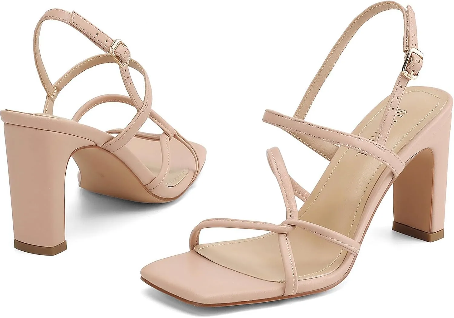 Women's Sandals Square Open Toe Chunky High Heels Strappy Ankle Strap Sandals Comfort Dress Party Shoes