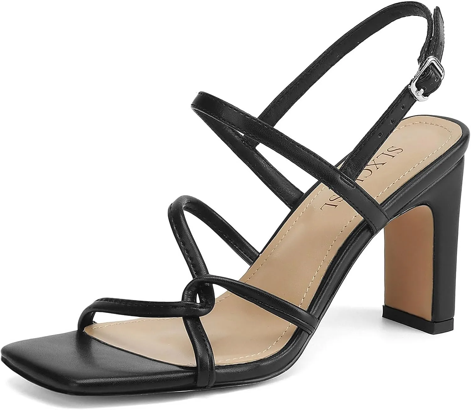 Women's Sandals Square Open Toe Chunky High Heels Strappy Ankle Strap Sandals Comfort Dress Party Shoes