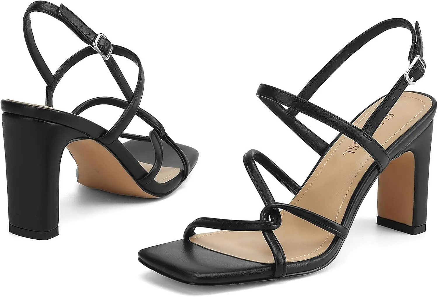 Women's Sandals Square Open Toe Chunky High Heels Strappy Ankle Strap Sandals Comfort Dress Party Shoes