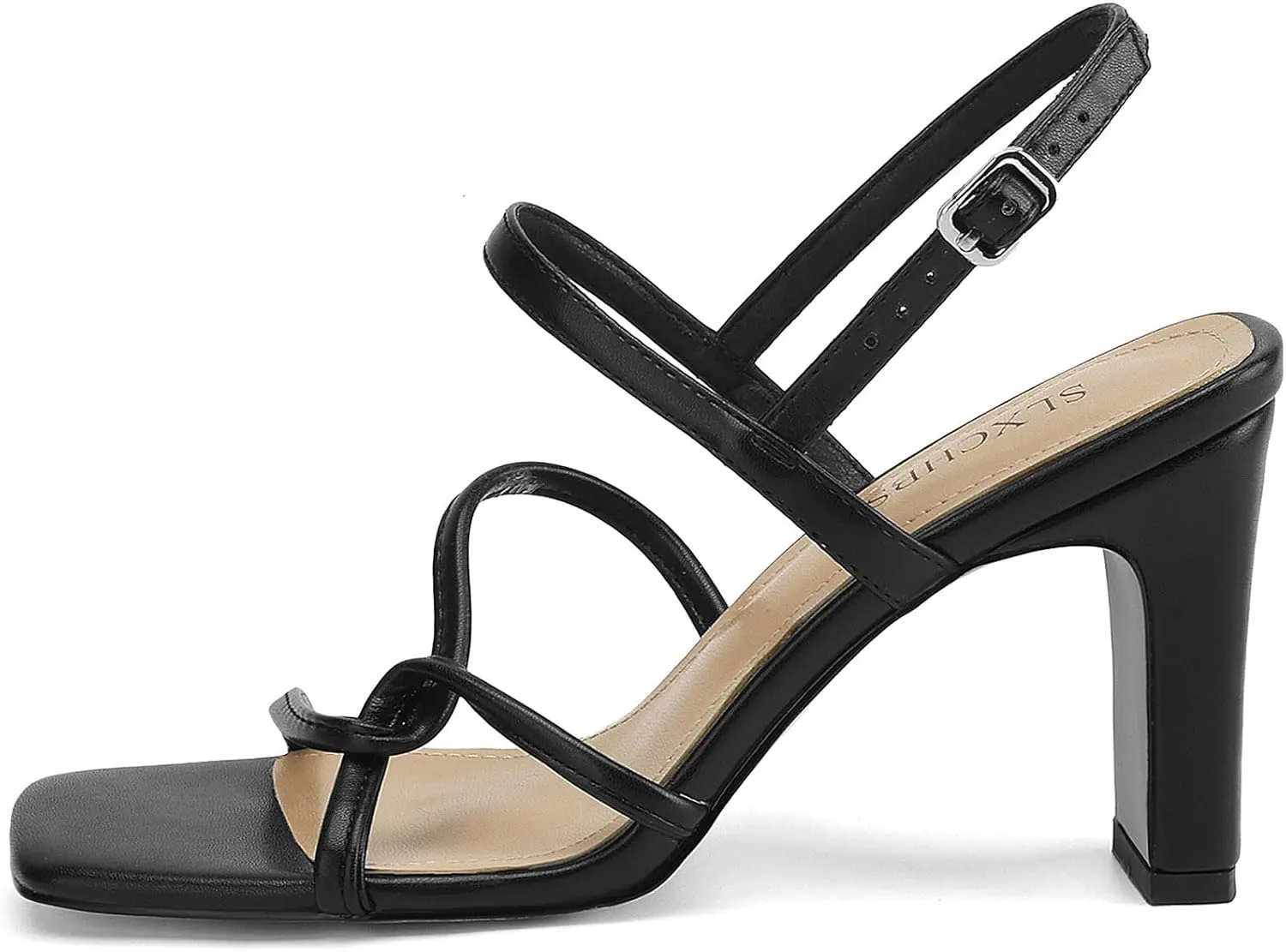 Women's Sandals Square Open Toe Chunky High Heels Strappy Ankle Strap Sandals Comfort Dress Party Shoes