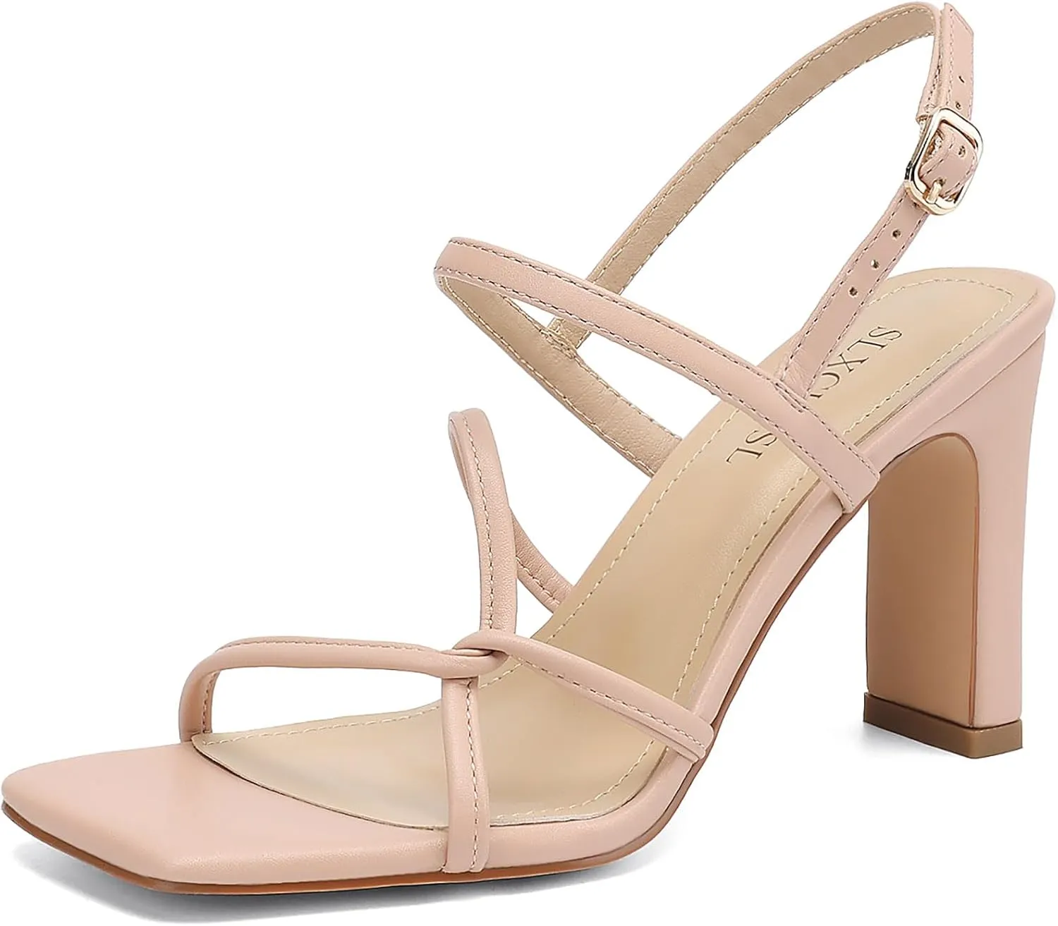 Women's Sandals Square Open Toe Chunky High Heels Strappy Ankle Strap Sandals Comfort Dress Party Shoes