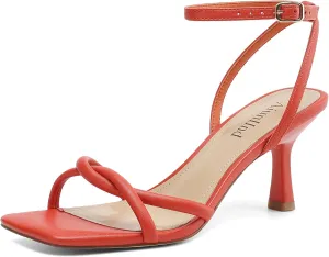 Women's Sandals Square Open Toe Kitten Heels Strappy Ankle Strap Sandals for Women Comfort Dress Party Shoes
