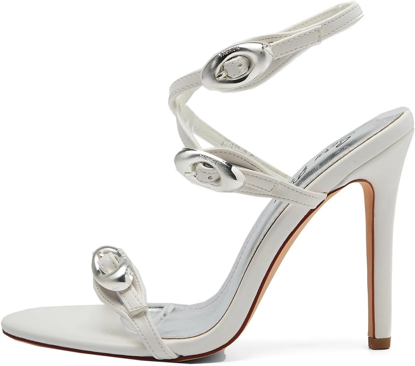 Women's Slingback Sandals Bold Buckles 4.3" Stiletto Open Toe & Ankle Strap Nightclub Party Wedding Shoes