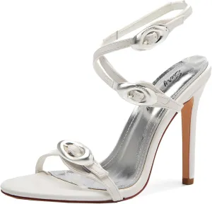 Women's Slingback Sandals Bold Buckles 4.3" Stiletto Open Toe & Ankle Strap Nightclub Party Wedding Shoes
