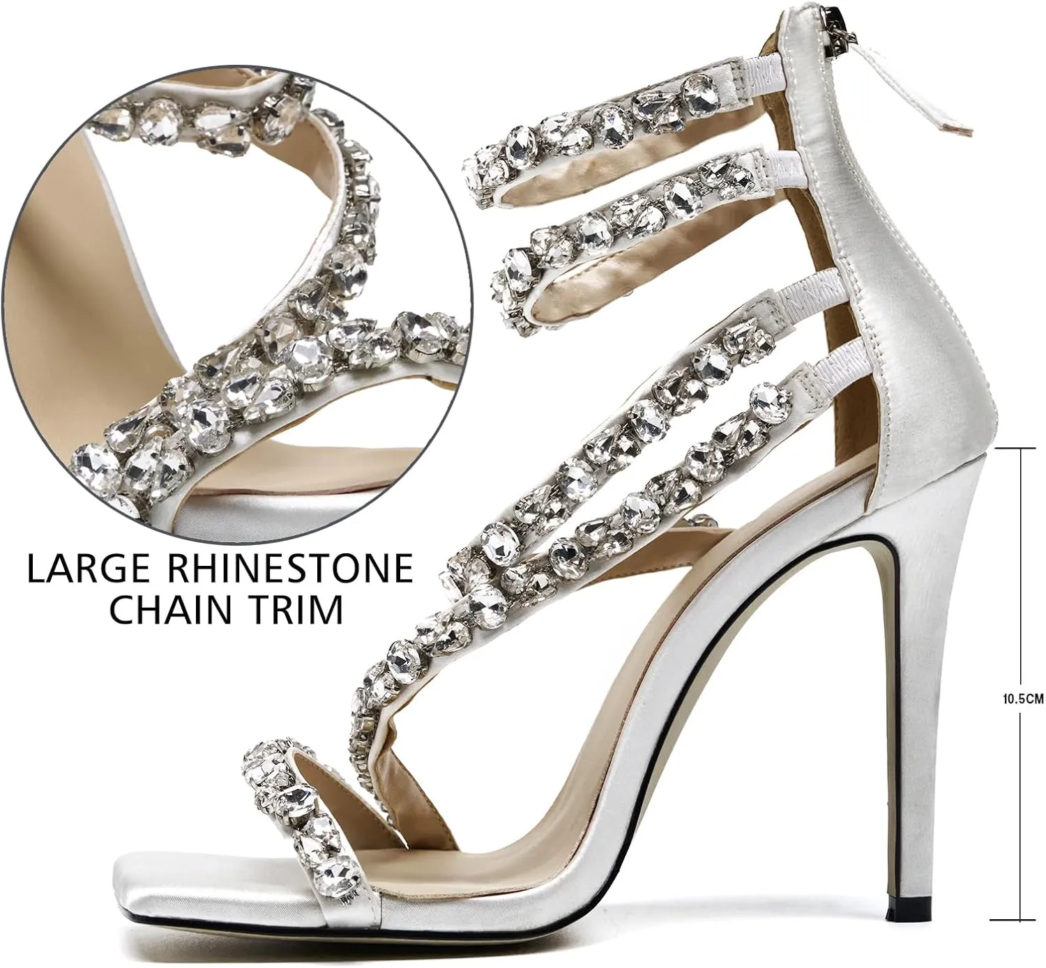 Women‘s Sparkling Rhinestone Stiletto High Heels Sandals Double Ankle Strap Sexy prom heels Wedding Party bridal heels