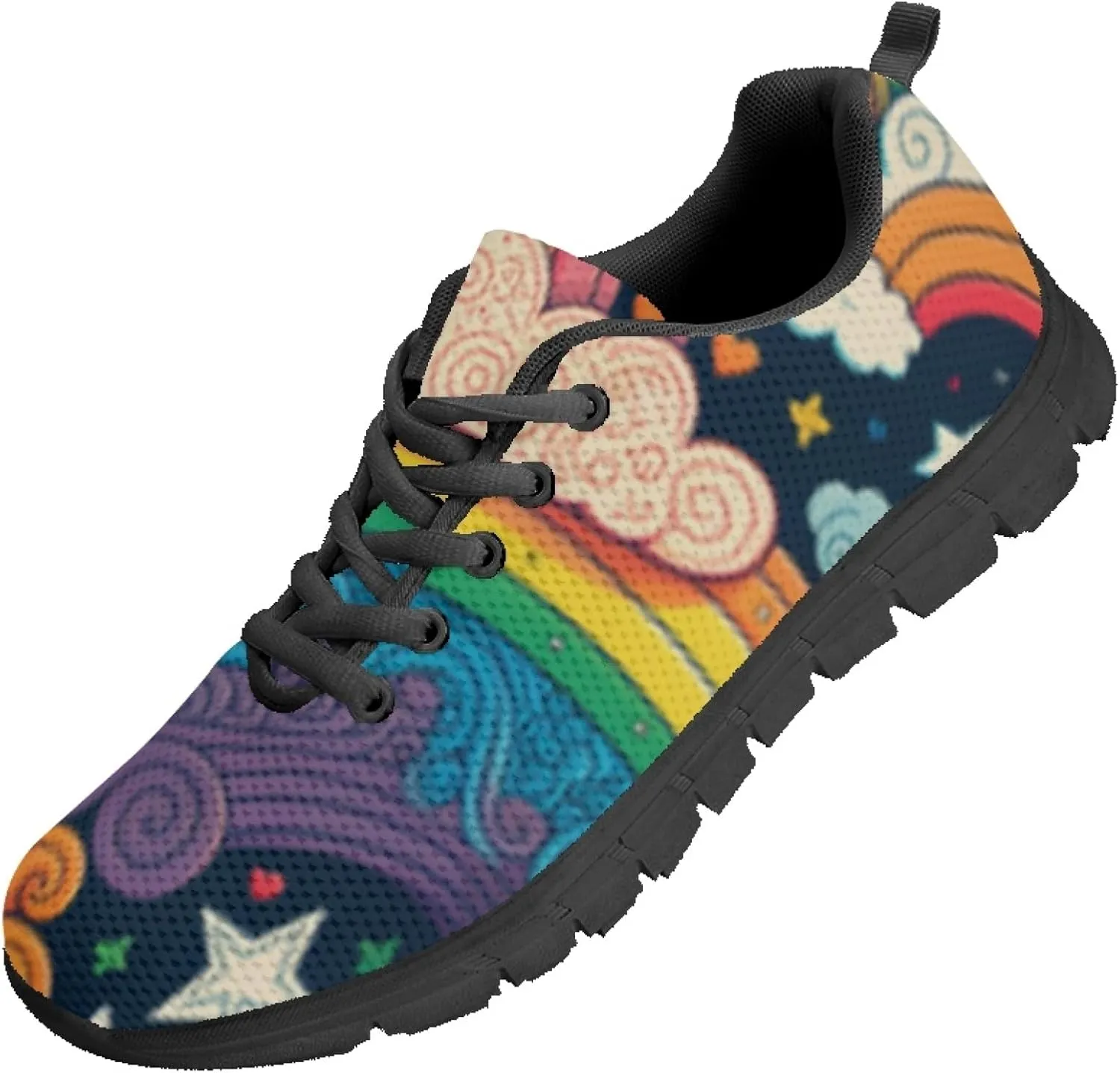 Womens Sports Shoes Trainer Running Travel Sneaker Causal Walking Low Heel Lace Up Teens Adults Sneakers Breathable Flexible